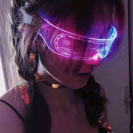 Sunglasses Luminous Sunglasses Hip Pop Punk Goggles Men Women Sun Glasses Led Light Up Party Christmas Colorful Glasses Shades UV400 T220831