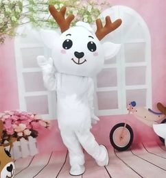 White Christmas Deer Mascot Costumes Halloween Fancy Party Dress Cartoon Character Carnival Xmas Easter Advertising Birthday Party Costume Outfit