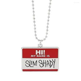 Chains Slim Shady Hippie Choker Necklace Pendant Men Square Necklaces Alloy Bead Chain Rapper Jewerly