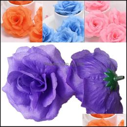 Decorative Flowers Wreaths 8Cm Simation Rose Flower Silk Wedding Decorations Single Flowers Wall Style Party Decorative Mti Color 0 Dh643