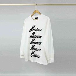 Fashion Clothing Designer Tees Tshirts We11done Bullet Screen Color Matching Long Sleeved T-shirt Women in Fashion Niche Design Sense Welldone Loose Couple Top 302