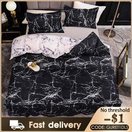 Bedding sets Marble Bedding Set For Bedroom Soft Bedspreads For Double Bed Home Comefortable Duvet Cover Quality Quilt Cover And Pillowcase 220901