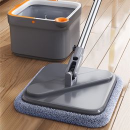 Floor Buffers Parts Joybos Spin Mop with Bucket Hand Free Squeeze Mop Automatic Separation Flat Mops Floor Cleaning with Washable Microfiber Pads 220901