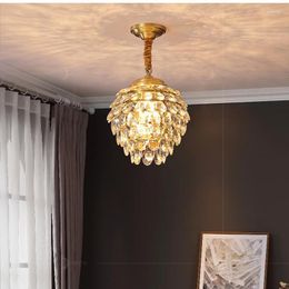 Pendant Lamps Bar Dining Room Decor Copper Crystal Chandelier Lamp Suspension Lighting Cafe Home Decoration Led Lights Candelabro