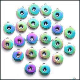 Charms Dazzle Colour 18Mm Noosa Chunks Base Pendant For Necklace Bracelets Diy Jewellery Accessory Interchangeable Ginger Snaps Buttons Dhuz2