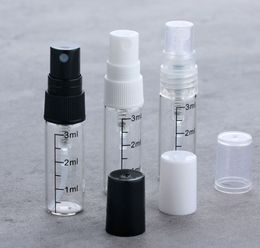 3ml White Black Transparent Portable Mini Perfume Glass Bottle With Scale Empty Cosmetics Bottles Sample Thin Vials