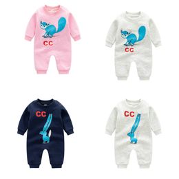 Barndesigner Autumn Winter Thick Fleece Rompers Baby Boy Girl Summer Top Quality Long Sleeve Combed Bomullskläder 1-2 år gamla nyfödda Jumpsuits Gu0001