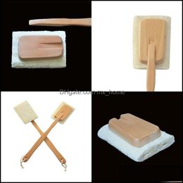 Bath Brushes Sponges Scrubbers Loofah Mas Brushs Exfoliating Dead Skin Body Scrubber Loofahs Brush Long Handle Solid Wood Convenien Dhyml