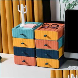 Storage Drawers Desktop Storage Box Mti-Function Der Type Supplies Cosmetics Student Stationery Stackable Sundries Sorti Homeindustry Dhwtc