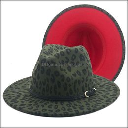 Wide Brim Hats Wide Brim Hats Fedoras Red Bottom Leapord Pattern Fedora Lady Purse Fashion Top Hat Jazz For Women Felt 3456 Q2 Drop D Dhuti