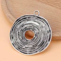 Pendant Necklaces 5pcs/Lot Large Tibetan Silver Round Swirl Vortex Spiral Charms Pendants For Necklace DIY Jewellery Making Accessories