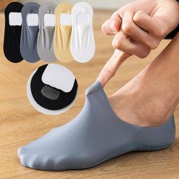 Men's Socks 2pairs Spring Summer Ice Silk Non-slip Hosiery Boat Invisible Casual No Trace Breathable Loafer