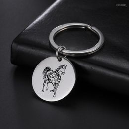 Keychains My Shape Horse Keychain Animal Key Ring Golden Silver Color Stainless Steel Round Pandent Chain Keyholder Fashion Jewelry