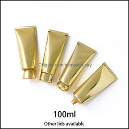 Storage Bottles Jars 100Ml Gold Plastic Squeeze Tube 100G Empty Cosmetic Soft Bottle Skincare Cream Shampoo Lotion Tootaste Packagin Dha9L