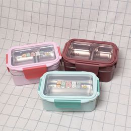 Stainless Steel Lunch Box Double Layer Cartoon Food Container Microwave Bento Boxes for Kids Children Picnic School 20220901 E3