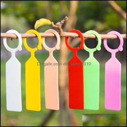 Other Garden Supplies Garden Supplies Ring Plastic Hanging Labels Plant Pot Markers Reusable Waterproof Thick Hook Tree Tags Decorati Dhfol