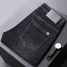 Jeans Men's Black Grey Men's Slim Fit Small Straight Tube Long Pants Autumn 2022 Elastic Casual Korean Version Trend