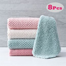 Cleaning Cloths 248pcs Soft Microfiber Kitchen Towels Absorbent Dish Cloth Antigrease Wipping Rags Nonstick Oil Household Cleaning Towel 220901