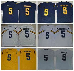 cheap yellow t shirts UK - Men's T Shirts Cheap Mens Michigan Wolverines 5 Jabrill Peppers College Football Jerseys Yellow Blue White Jabrill Peppers Stitched Football Shirts