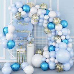 Party Decor Blue White Confetti Balloon Garland Arch Kit Baby Shower Wedding Anniversary Father's Day Graduate Supplies MJ0796