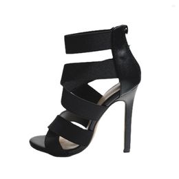 Sandals Sexy Open Toes Gladiator Shoes Womens Black Super High Heel Broad Band Back Zipper Pumps Ladies Party Wedding Sandal