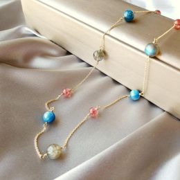 Chains Lii Ji Genuine Natural Stone Labradorite Kyanite Strawberry Quartz Necklace US 14K GF Gold Color Chain Link Handmade