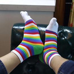 Men's Socks 4 Pairs Four Seasons Colour Stripe Cotton Five Finger Men Short Tube Spring And Autumn 5 Toe