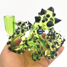 Glass Bong Water Pipe Bubbler Hookah 14.4mm Female Joint Green Body CCG Black Dab Rig Ash Catcher For Smoking Accessory Accessories Craftbong