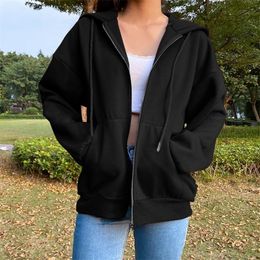 Womens Jackets ZZSYKD ZipUp Women Jacket Coats Korean Style Long Sleeve Hooded Outerwear Fashion Black Coat Warm Pockets Female Cotton Jackets 220901