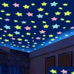 Wall Stickers Wall Stickers 100 Pcs 3D Stars Kids Bedroom Nursery Room Home Decor Living Decoration Boys Girls Luminous Homeindustry Dhssu