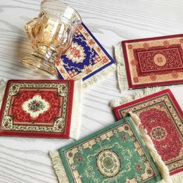 Table Mats Persian Mini Woven Rug Mat Retro Style Carpet Pattern Cup Pad Laptop PC Mouse With Fring Home Office Decor Craft