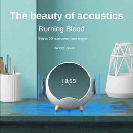 Portable Speakers AI Smart Alarm Clock Audio Bluetooth Speaker Student Multi-function Mobile Phone Wireless Charging Card New Computer Sound Box T220831