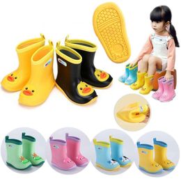 girls rain shoes UK - Kids 3D Cartoon Waterproof Boot Wellies Water PVC Non-slip Boots Children Boys Girls Four Seasons Rain Shoes EUR Size 24-31255m