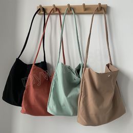 Solid Color Women Small Tote Shoulder Bag Simple Female Nylon Water Proof Handbags Ladies Shopping Bags Girls Book Messenger Bag