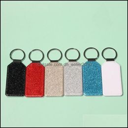 Party Favor Pu Leather Sublimation Sequin Keychain 5 Shapes Diy Glittery Keyring Back Is White Heart Shape Lover Gift Key Ring 1393 T Dhq7H