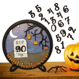 Party Decoration Halloween Countdown Calendar Wooden Table Decorations Count Down To Days For Tabletop Decor 220901