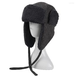 Berets 2022 Winter Bomber Hats For Women Lambswool Hat Windproof Earflap Trapper Snow Ski Caps Warm Ear Protect Russian Ushanka Cap