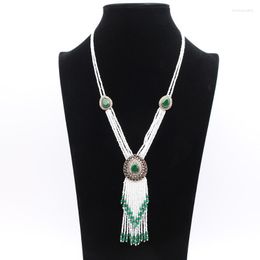 Pendant Necklaces Sunspicems Turkish Jewelry Beaded Necklace For Women Long Tassels Drop Water Wedding Bijoux