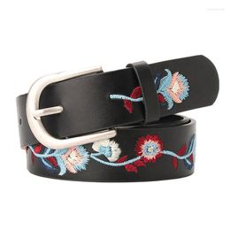 Belts Idopy Leather Female Woman Belt Punk Wide Women'S Embroidery Dress Waistbands Lady For