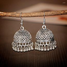bell fashion UK - Dangle Earrings Women's Silver Color Beads Tassel Jhumka Ethnic Gypsy Gold Alloy Big Bell Drop Earring Fashion Jewelry
