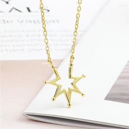 Chains Golden Geometric Necklace Woman 100% 925 Sterling Silver Nacklace Jewellery Clavicle Chain Pendant Charms Gift