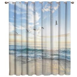 Curtain Sunset Sea Scenery Painting Window Curtains Living Room Rod Kitchen Drapes Fabric Indoor Home Decoration