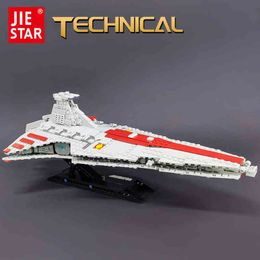 Blocks Blocks 67106 JIESTAR High-tech Moc Venator Attack Cruiser Fighter Destroyer Brick Technical Model Building Star Blocks Space Ship Toys T220901