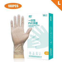 100pcs Universal Disposable PVC Gloves Transparent Protective Gloves Food-grade Kitchen Baking Household Cleaning Glove