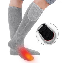 Sports Socks Winter Electric Heating Men Women Heated Warm Barrel Cotton Charging Cycling Thermal Sock Warmer Grey