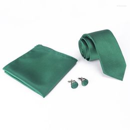 Bow Ties GUSLESON Brand Silk Solid Tie Set 6cm Pink Green Necktie Pocket Square Handkerchief Cufflinks Suit For Wedding