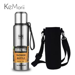 Water Bottles 304 Stainless Steel Thermos Bottle Large Capacity Vacuum Flask Insulated Tumbler with Rope for Tea Drinks Cold and 220830