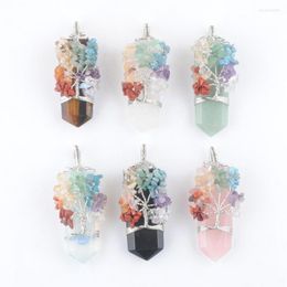 Pendant Necklaces Mixed 2Pcs Natural Stone Aventurine Opal 7 Chakra Tree Of Life Jewellery Gift For Women Men Silvers Wire Wrap Sword QBN485