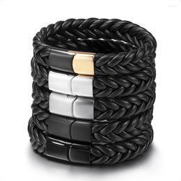 Link Bracelets Original Temperament Hand Woven Twist Leather For Men Titanium Alloy Magnetic Clasp Rope Braided Bracelet