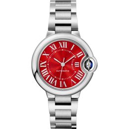 Red Dial Wristwatches For Men Women Stainless Steel Watch Fashion Clock